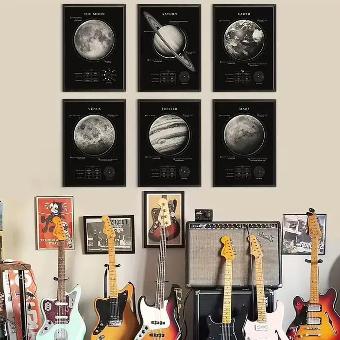 Affiche de Communautés ètes et de Couches, Impressions de Lune, Astronomie, Grain de Espace, Vénus, Terre, JupClaSaturn, Décor de Salle, Maison, Club, Art, Peinture Murale