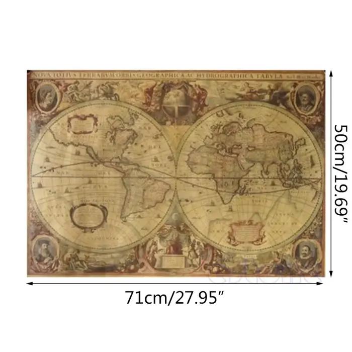 Affiche carte du monde en papier brun 256