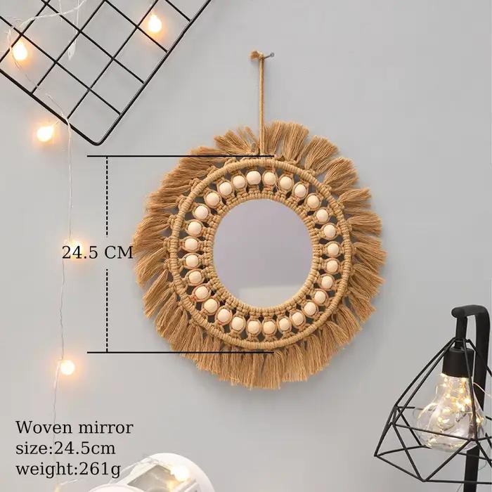 Miroir Mural Créatif en Macramé Tissé à la Main