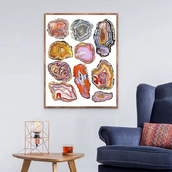 Affiche de tableau d'identification de cristal et d'agate imprimée