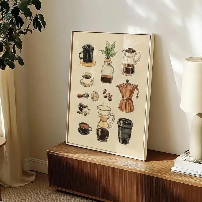 Tableau de café rétro sans cadre/encadrement