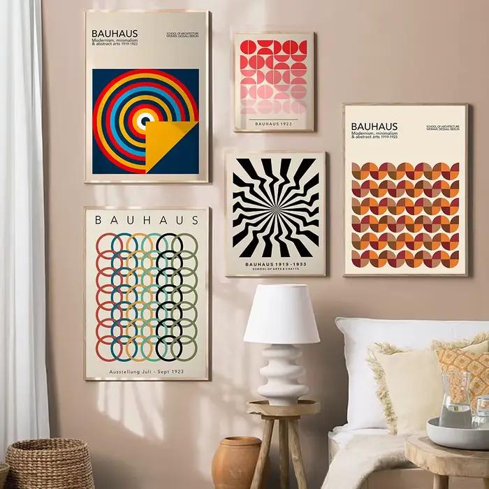 Affiche en toile géométrique moderne Bauhaus, imprimés rétro d'art mural de salon, peinture murale décorative pour la maison du milieu du siècle