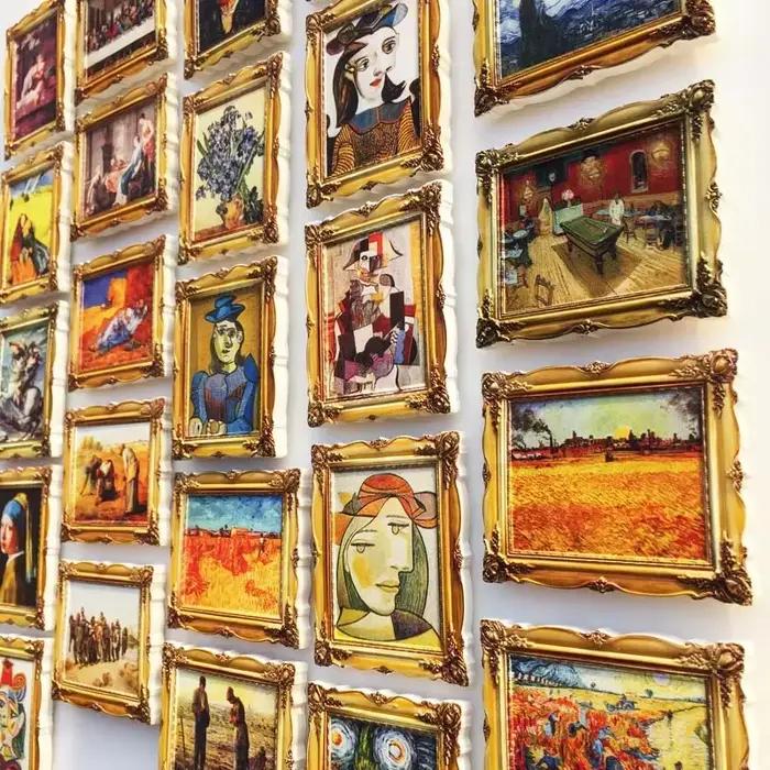 Van Gogh Picasso peinture à l'huile UV cadre Photo peintures de renommée mondiale 3d aimants de réfrigérateur décoration de la maison Collection cadeaux