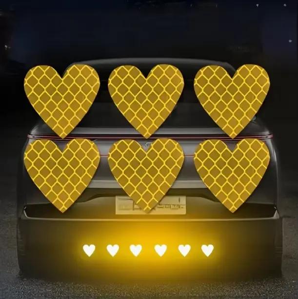6 autocollants réfléchissants en forme de cœur rouge - Convient aux voitures, motos et véhicules électriques, autocollants multifonctionnels qui améliorent la sécurité et le style la nuit, fabriqués e