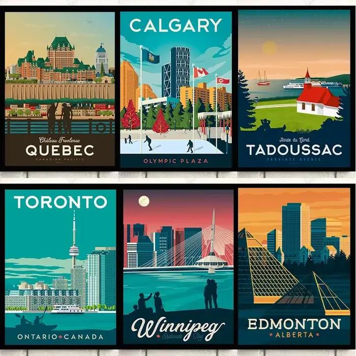 Affiche de voyage en ville du Canada