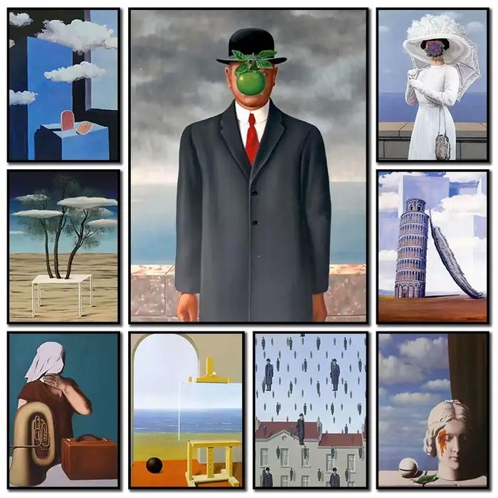 Rene Magritte-Peinture sur Toile avec Surréalisme