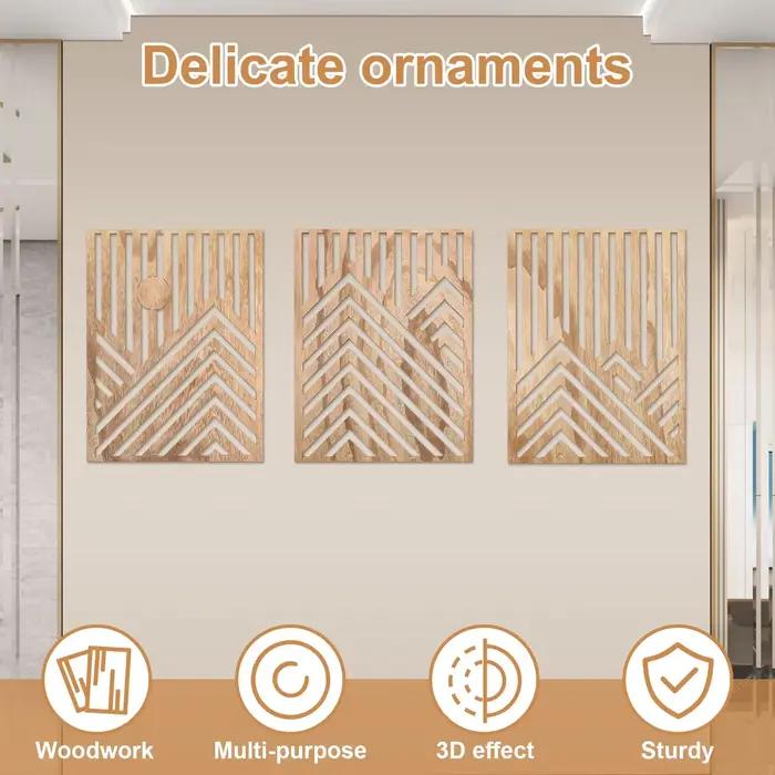 Lot de 3 sculptures murales en bois ajouré