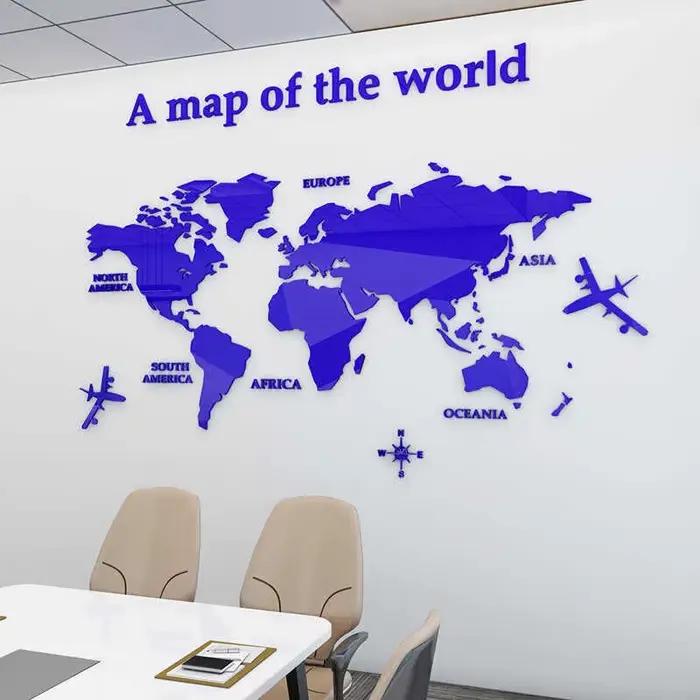 Autocollants muraux miroir carte du monde