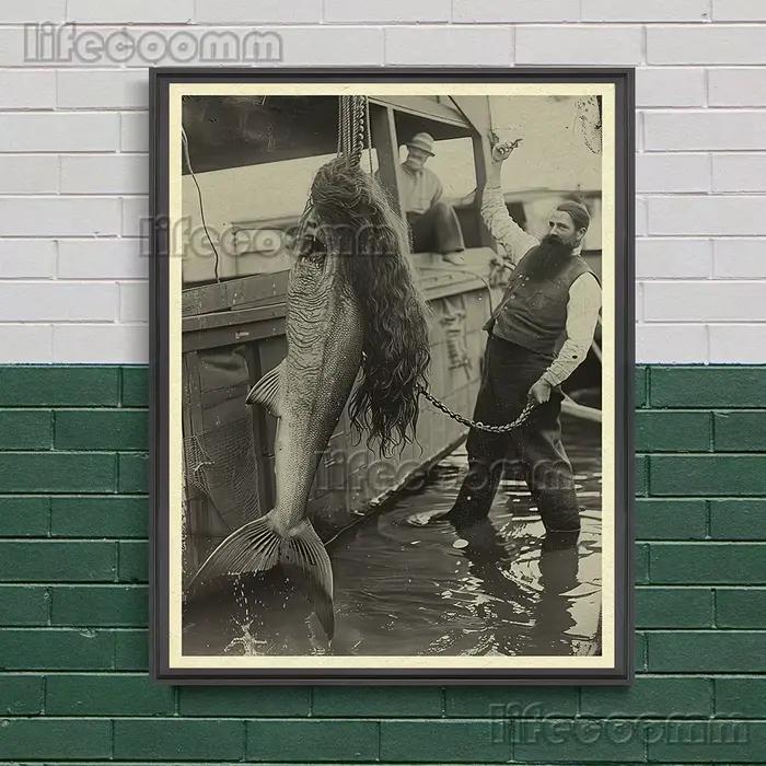 Affiche d'art de photographie de sirène d'horreur vintage