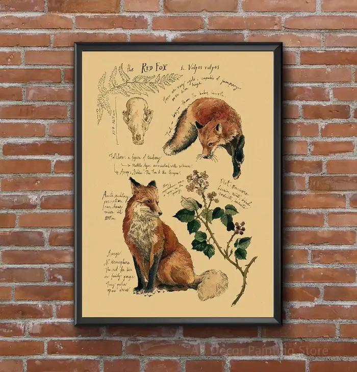 Affiches rétro Dragon//renard/chien/loup/oiseau/ours