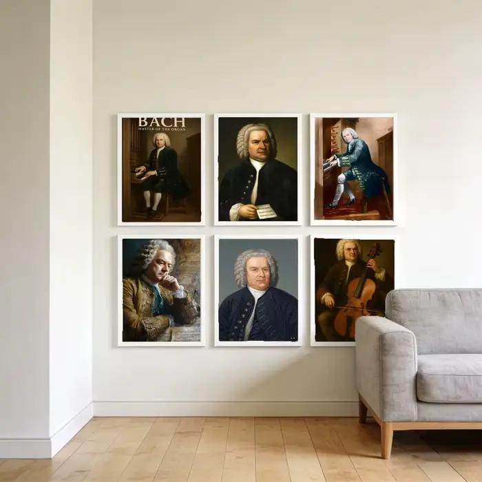 Affiche de compositeur baroque Johann Sebastian Bach, de qualité supérieure, pour la maison, la salle, le Bar, le café, décoration murale, article cadeau