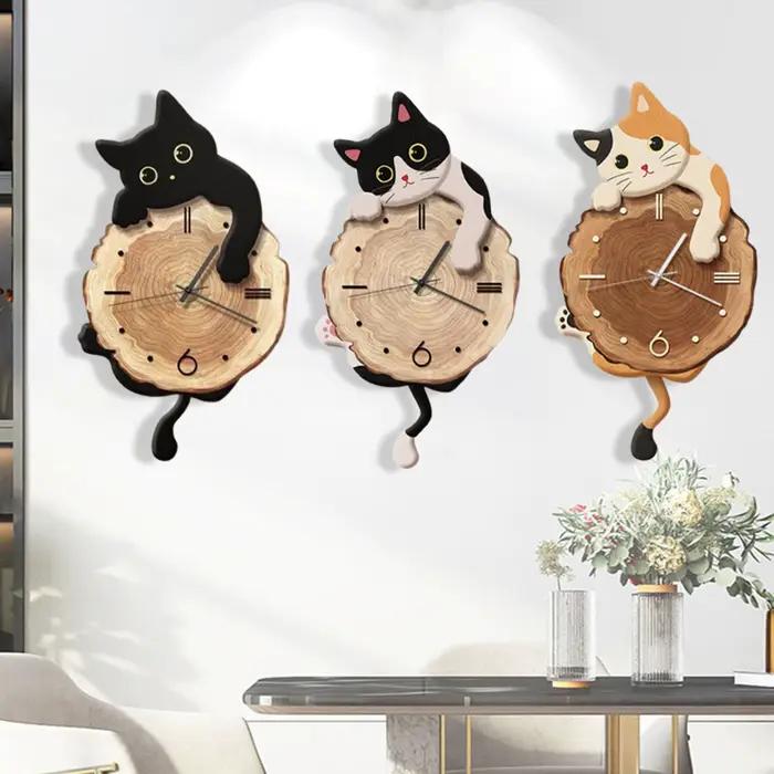 Horloge murale chat Animal avec queue pivotante