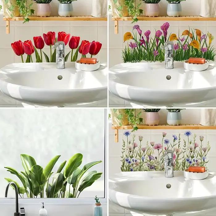 Autocollant mural pour la zone du lavabo de la salle de bain