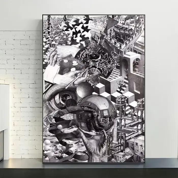 Affiche d'art géométrique psychédélique surréaliste