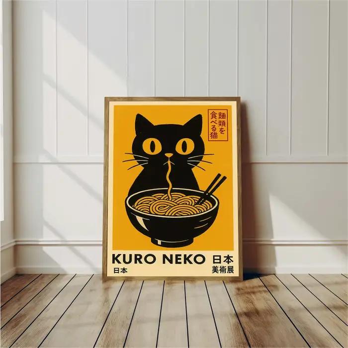 Affiche de chat mignon de style japonais