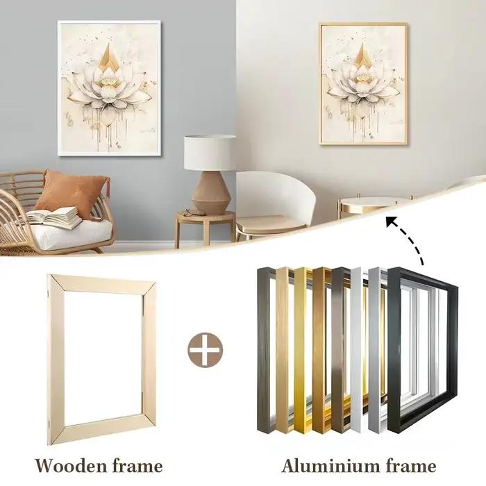Cadres en aluminium en métal personnalisés pour la décoration intérieure, noir et doré, toile, peinture à l'huile, peinture au diamant, œuvre d'art, affiches d'art mural, bricolage