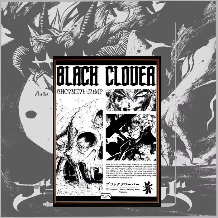 B-B-Black Anime Clover Poster Aesthetic HD PVC Wall Art - Imperméable et réutilisable pour la maison