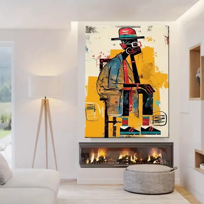 Affiches abstraites modernes d'homme africain et figurine imprimée