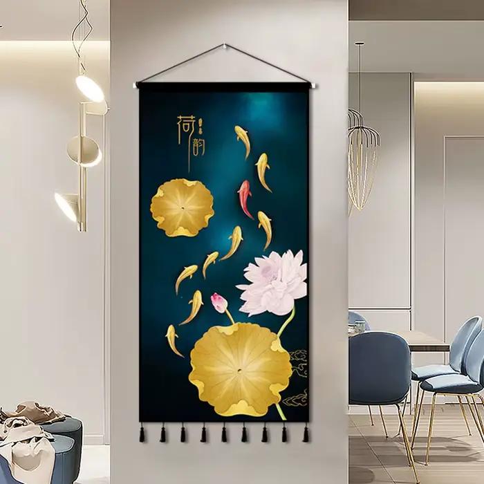 Tapisserie de Décoration Murale Suspendue en Tissu de Fond Chinois