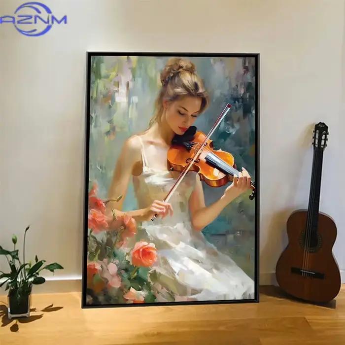 AZNM Impression sur toile de peinture à l'huile vintage élégante représentant une femme