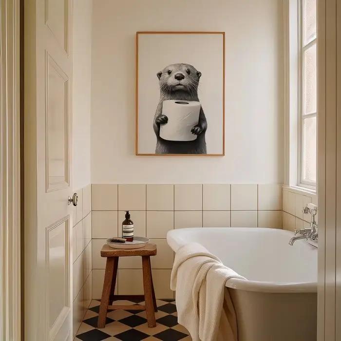Affiche de loutre, affiche de salle de bain d'animal