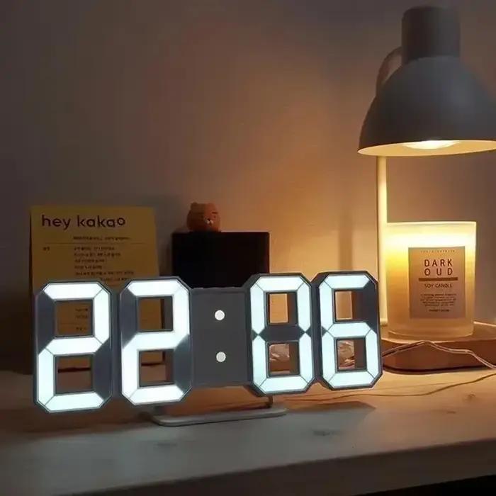 Table 3D LED réveil Date/température pour la maison cuisine bureaux horloge décoration jardin horloges