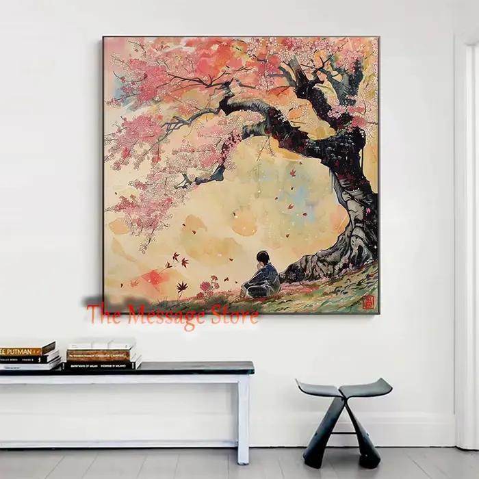Affiche carrée rétro samouraï japonais