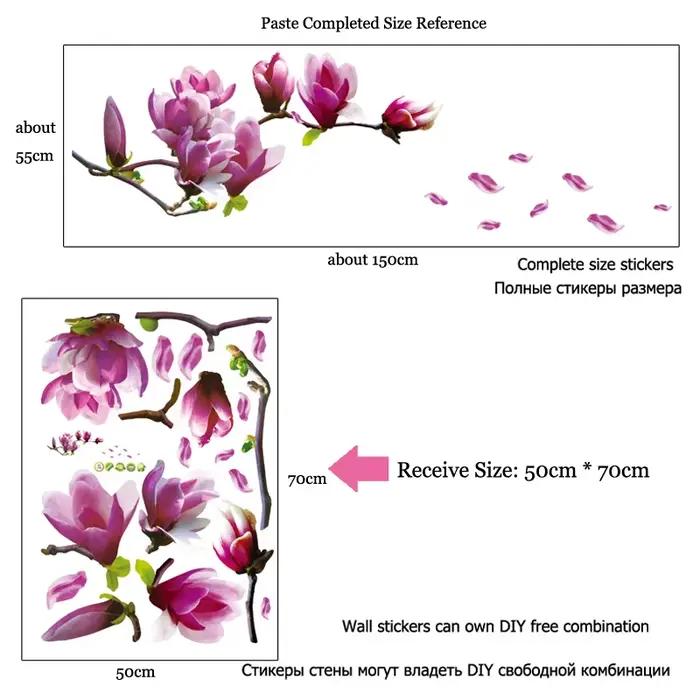 Autocollant mural romantique fleur de Magnolia