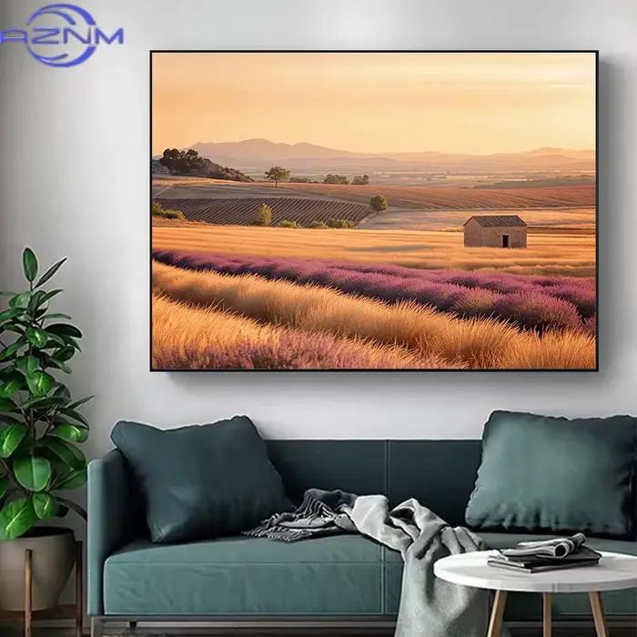 AZNM Affiche sur toile Paysage moderne du coucher de soleil à la Provence