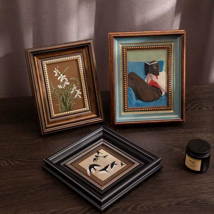 Cadre photo créatif de 6 pouces en résine noire rustique