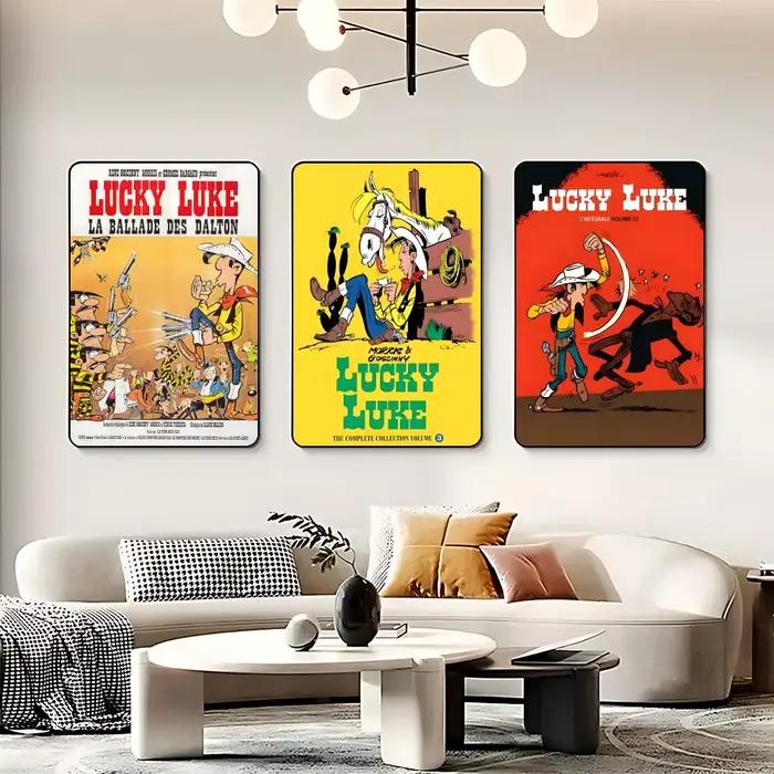 LUCKY LUKE CARTOON Peinture Calligraphie sur Toile HD Décoration Murale pour Maison Bureau Dortoir Salon Chambre Cadeau