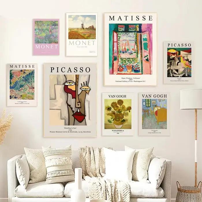 Affiche Vintage célèbre Van Gogh Monet Matisse Picasso