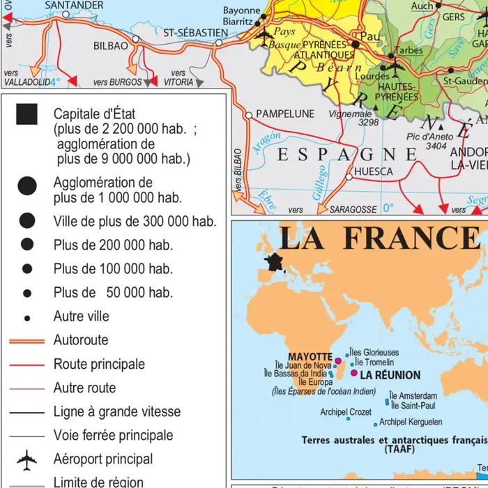 Grande affiche de la carte des transports de la France