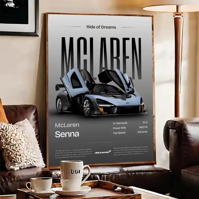 Supercar M-McLaren-ES Cool affiche autocollant parfait art auto-adhésif conçu pour les espaces de bureau à manger à la maison