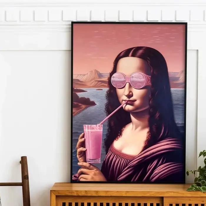 Tableau mural sur toile Mona Lisa avec lunettes de soleil