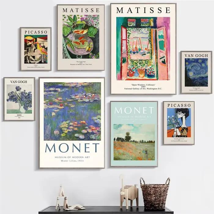 Affiche Vintage célèbre Van Gogh Monet Matisse Picasso