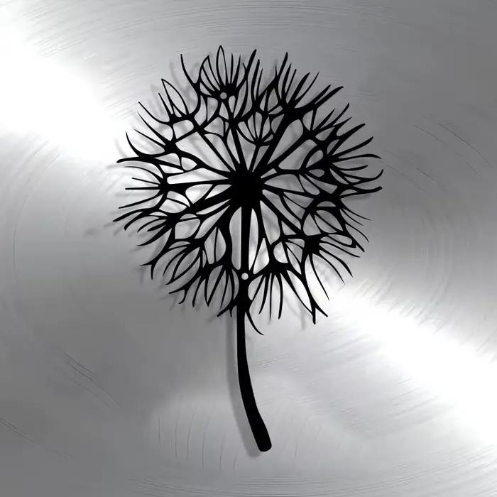 Décoration murale élégante en métal en forme de pissenlit - Design moderne ajouré