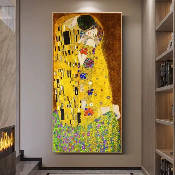 Gustav Klimt le baiser peintures à l'huile classiques imprimer sur toile affiches d'art et imprimés
