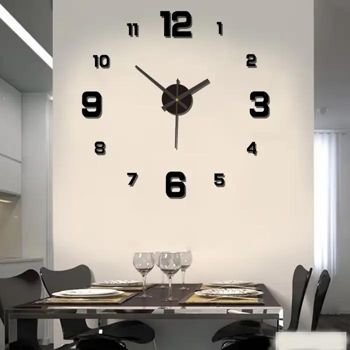 3D créatif sans cadre bricolage tenture murale horloge stickers muraux maison muet