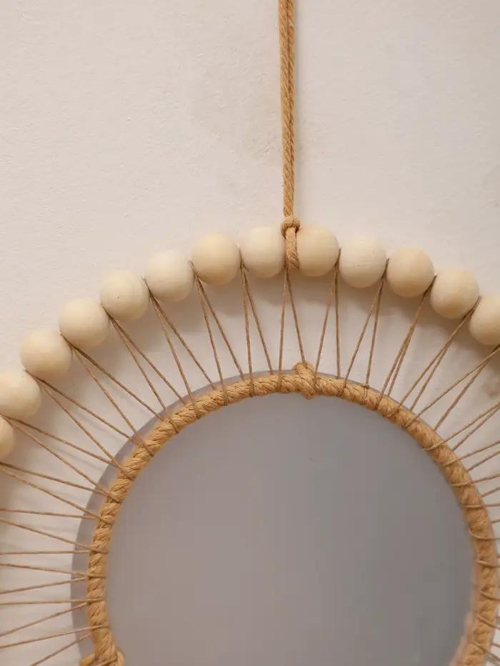Miroirs décoratifs en perles de bois tissées à la main