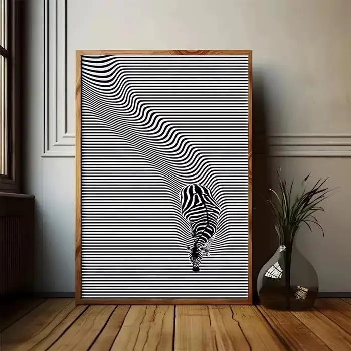 Affiche de zèbre rayé noir et blanc