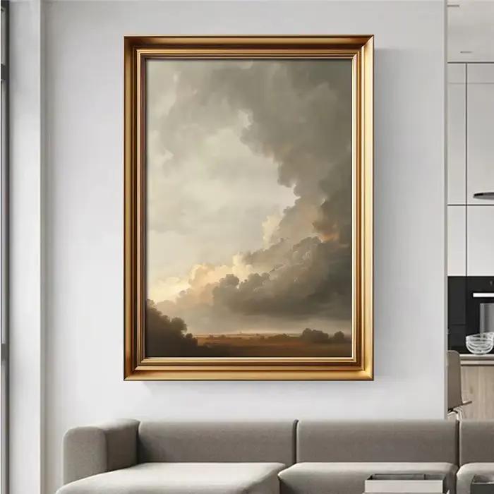 Affiche Vintage nuage et oiseaux