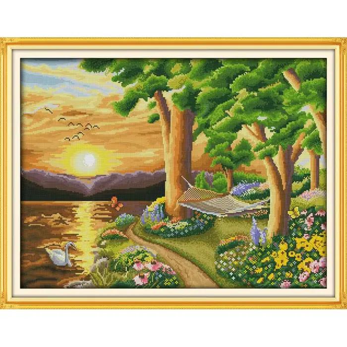 Ensemble de broderie de motifs de paysage
