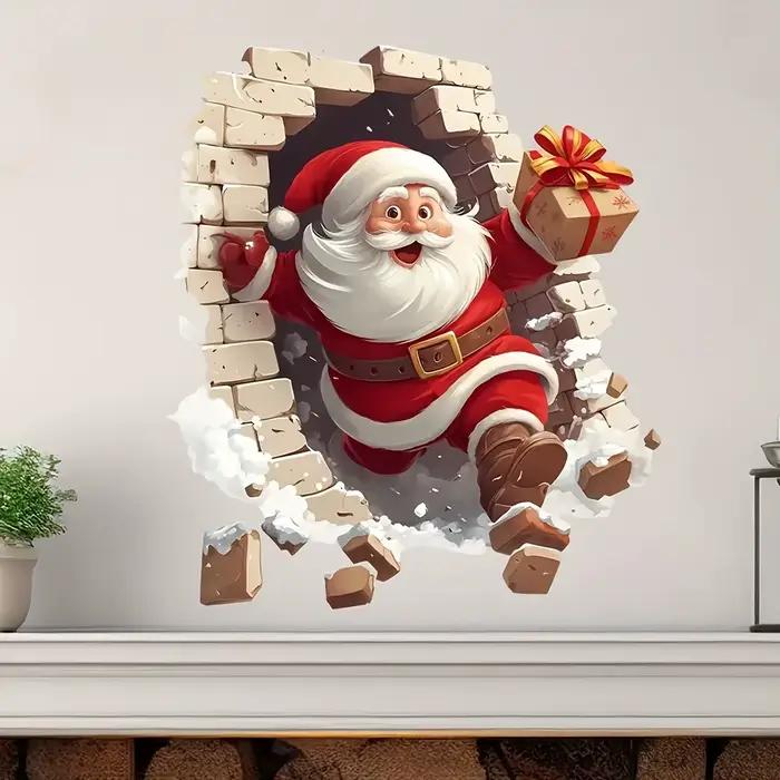 Autocollant mural père noël en vinyle auto-adhésif