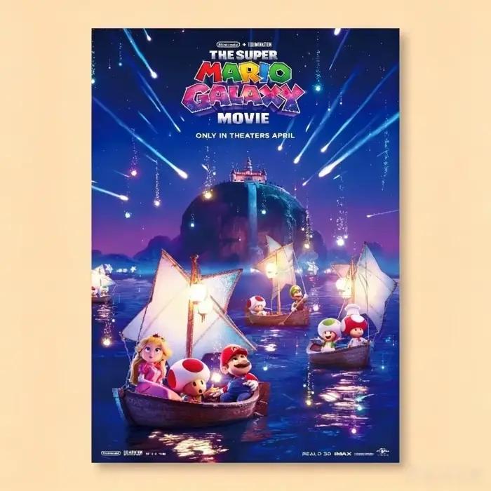 Mario Bros Galaxy Movie Frameless Decorative Painting Cartoon Printing Room Decoration Poster Canvas Mural Holiday Gift