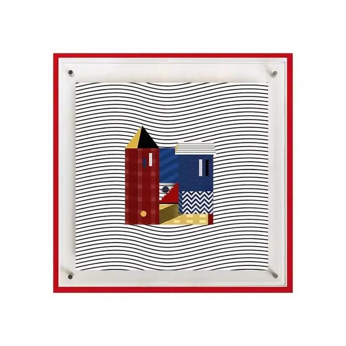 Peinture murale abstraite géométrique en acrylique 30x30cm