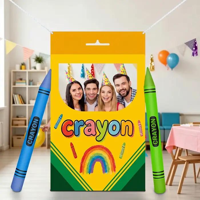 Cadre de photomaton en forme de boîte de crayons arc-en-ciel