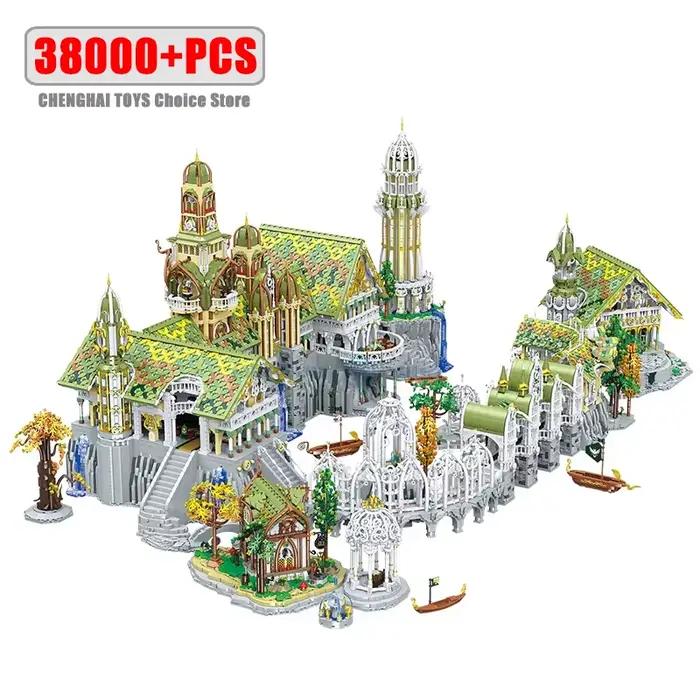 Ensemble de blocs de construction de ville elfe européenne