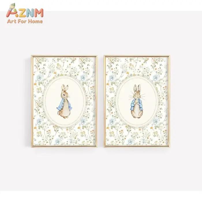 AZNM Impression sur toile vintage Peter Rabbit sans cadre