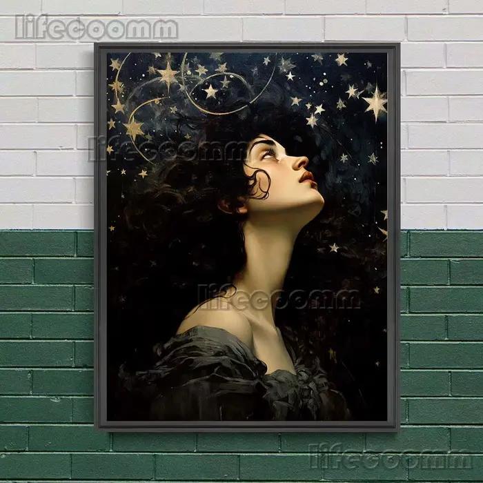 Peinture sur toile de la triple déesse de la nuit
